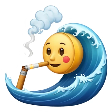 ocean wave smoking a cigarette sticker