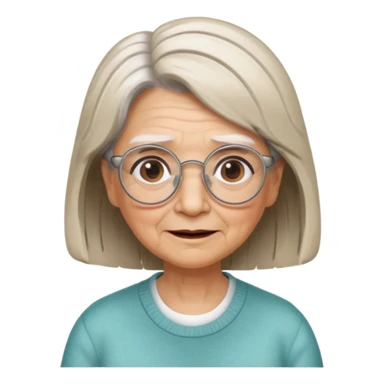 Grandma grandmother Gypsy alternative lifestyle concerned happy wise granny wire rims haircut long hair medium hair brown and white streaked hair sticker