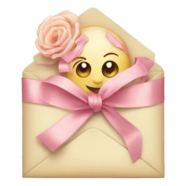 vintage love letters in envelope tied with a baby pink ribbon  sticker