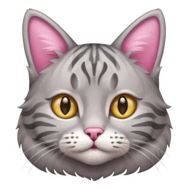 grey tabby cat: pink ears fur sticker