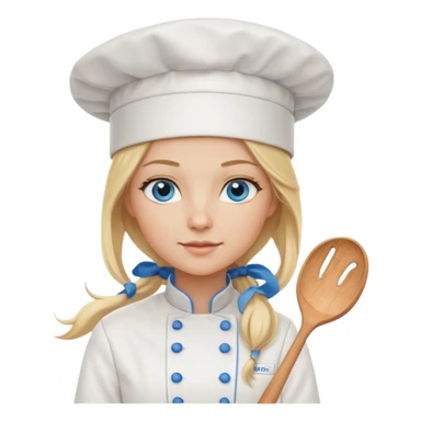 Long Blonde hair blue eyed female chef sticker