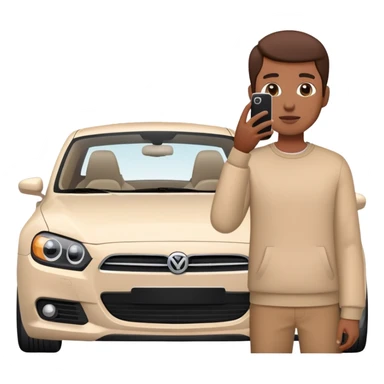 person photographing a car with iphone sticker