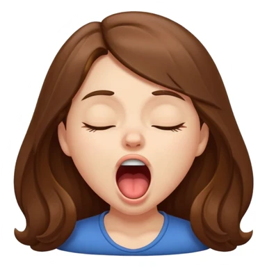 sleepy girl with long brown hair mouth open in a yawn sticker