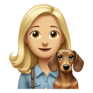 merle dachshund with shoulder-leght blonde girl sticker