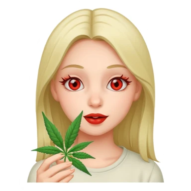 Girl happy smelling marijuana  sticker