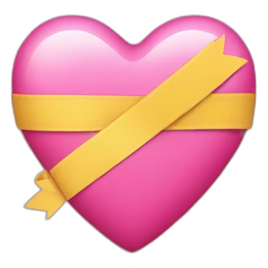 Pink heart with a yellow bow with a band-aid sticker