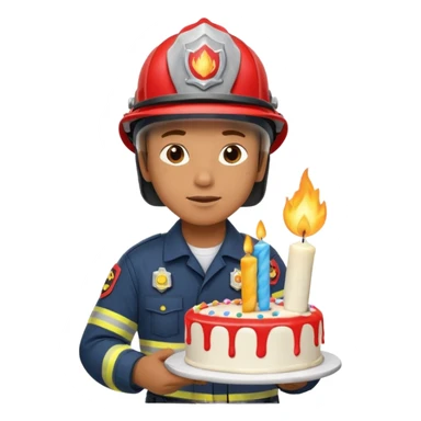A firefighter extinguishing a party sticker