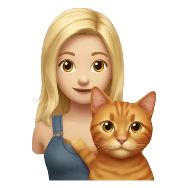 red cat with a girl with blond hair sticker