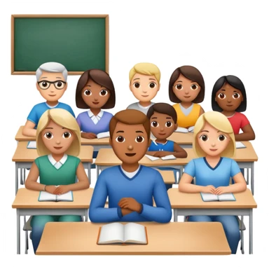 adults sitting in a classroom sticker