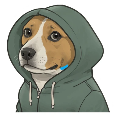 Dog wearing a hoodie  sticker