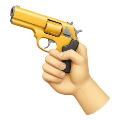 A yellow hand imititing a gun by joing two fingers sticker