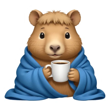 baby capypara in cozy blanket, drink coffee sticker