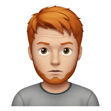 The 🤨 raised eyebrow emoji but with short ginger hair (a man) sticker