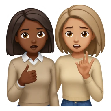 Dark skinned girl with shoulder length twists being yelled at by a brown light skinned girl with dark straightened hair sticker