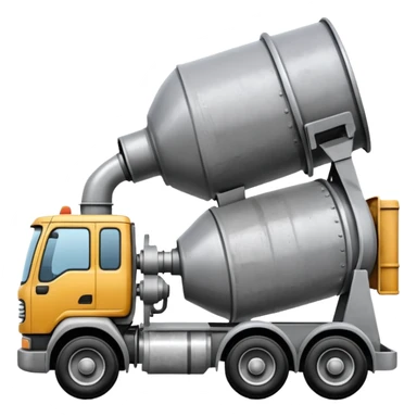 Generate an emoji where the concrete mixer delivers concrete to the disassembled concrete pump sticker