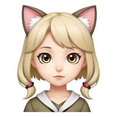 cute chibi anime catgirl with big eyes, cat ears and tail sticker