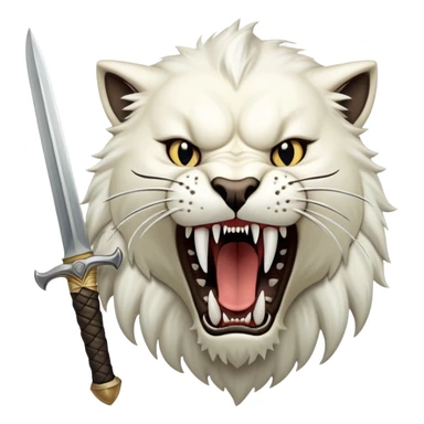 saber-toothed cat with absurdly long, sword-like canine teeth that are longer than its entire head, comically exaggerated fangs sticker