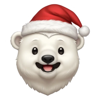 polar bear with christmas hat on sticker