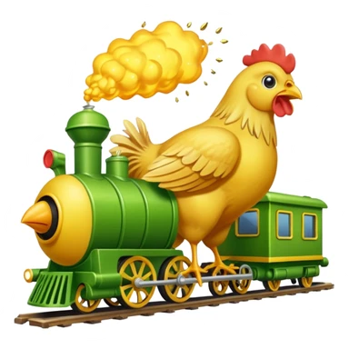 Chicken eating a train while the chicken is exploding earrings a pickle sticker