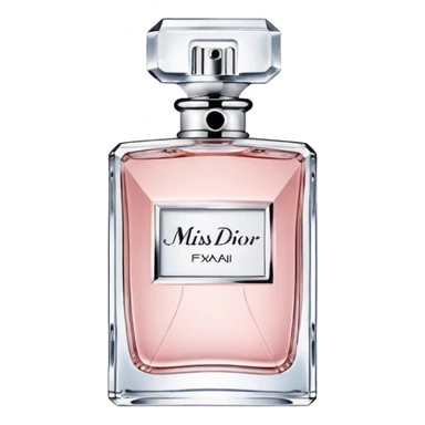 Miss Dior perfume bottle, classic rectangular shape, pastel colors sticker