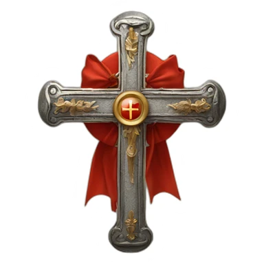 Cross of the Order of the Holy Sepulchre un red with little cross in sticker