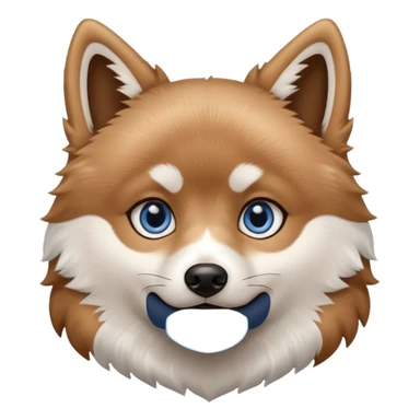 A Brown, light tan and white pomsky with one brown eye and one blue eye. sticker