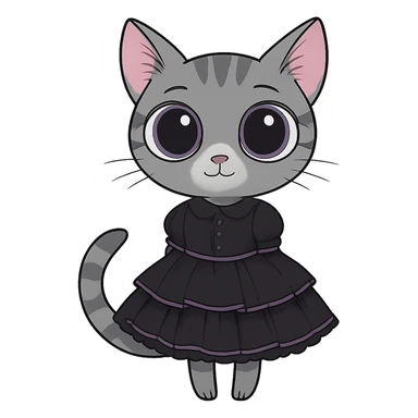 Remove the background and any text from this goth banner, keep it cute, expressive, minimal, in the style of imagen-4-fast-KaUtLiSA10F, with a transparent background. sticker