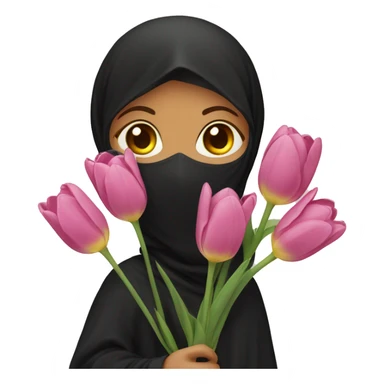 A niqabi with a bouquet of tulips. sticker