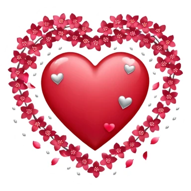 heart surrounded by sakura petals and pink silver sparkles sticker