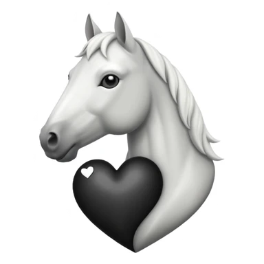 White Horse centered within a black heart emoji sticker