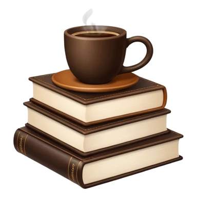 stack of books with coffee on top sticker