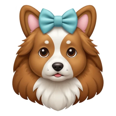 Dog wearing a bow sticker