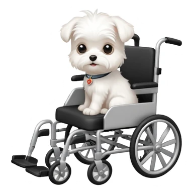 White Maltese puppy in wheelchair  sticker