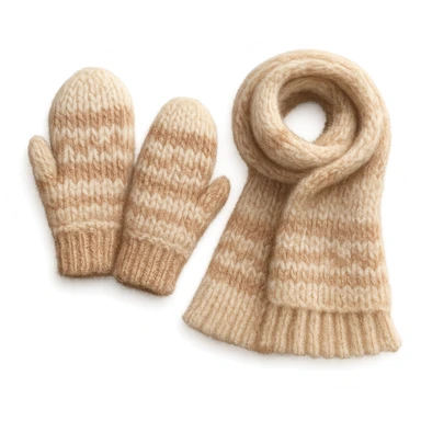 cozy woolen mittens and scarf, soft and fluffy sticker