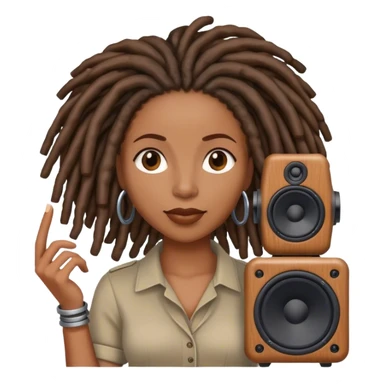 Black woman with locs with speaker sticker