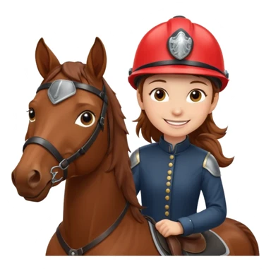 brown haired girl on a cheatnut hporse smiling' sticker