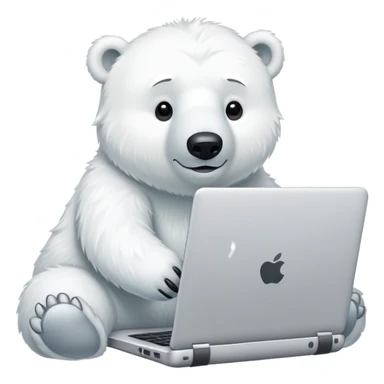 Polar bear on laptop  sticker