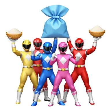 Power Rangers holding up a bag of sugar  sticker