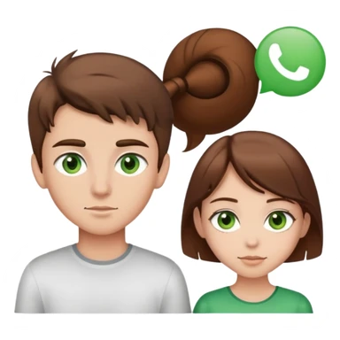 boy with brown hair and green eyes and girl with brown hair brown eyes  sticker