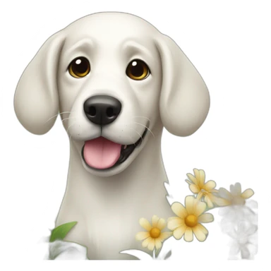 Dog whit a flower sticker