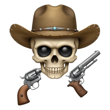 A skull with a vowboy hat and a gun sticker