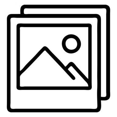 gallery icon, stack of photos, outlined style, simple and clean sticker