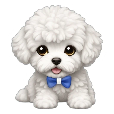white maltipoo with dark blue slipper sticker