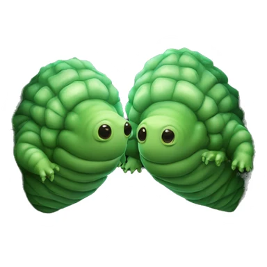 Two green tardigrades communicating via a VPN tunnel sticker