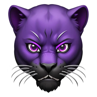 sleek black panther with bright purple eyes, angry face sticker