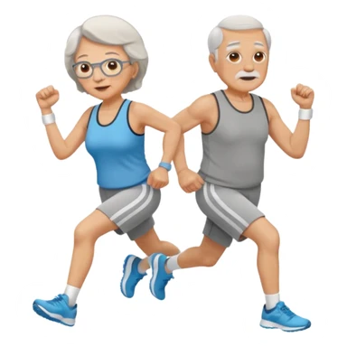 light skin grandma and grandpa work out and They have neutral colours of sport clothes sticker