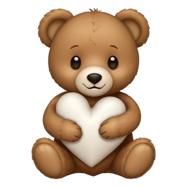 Teddy bear hugging a white heart sticker