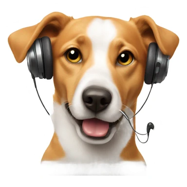 dog eating a chicken wing with earphones in sticker