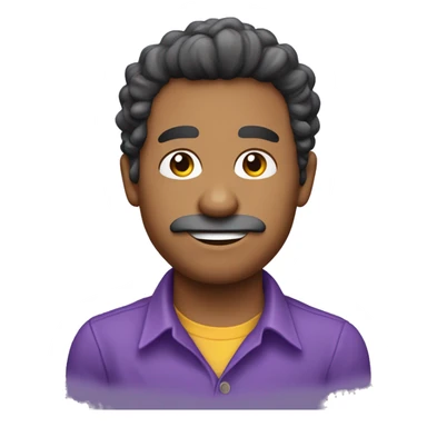 chico moreno de pelo rizado con camisa violeta  sticker