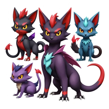 Edgy Cute Cool Kawaii Litten-Noivern-Zoroark-Noibat-Pokemon Full Body  sticker